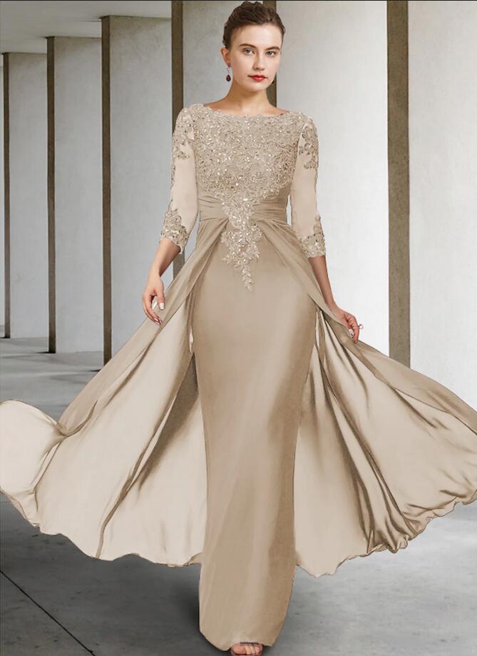 Elegant Mermaid Mother of the Bride Dress with Lace Appliques