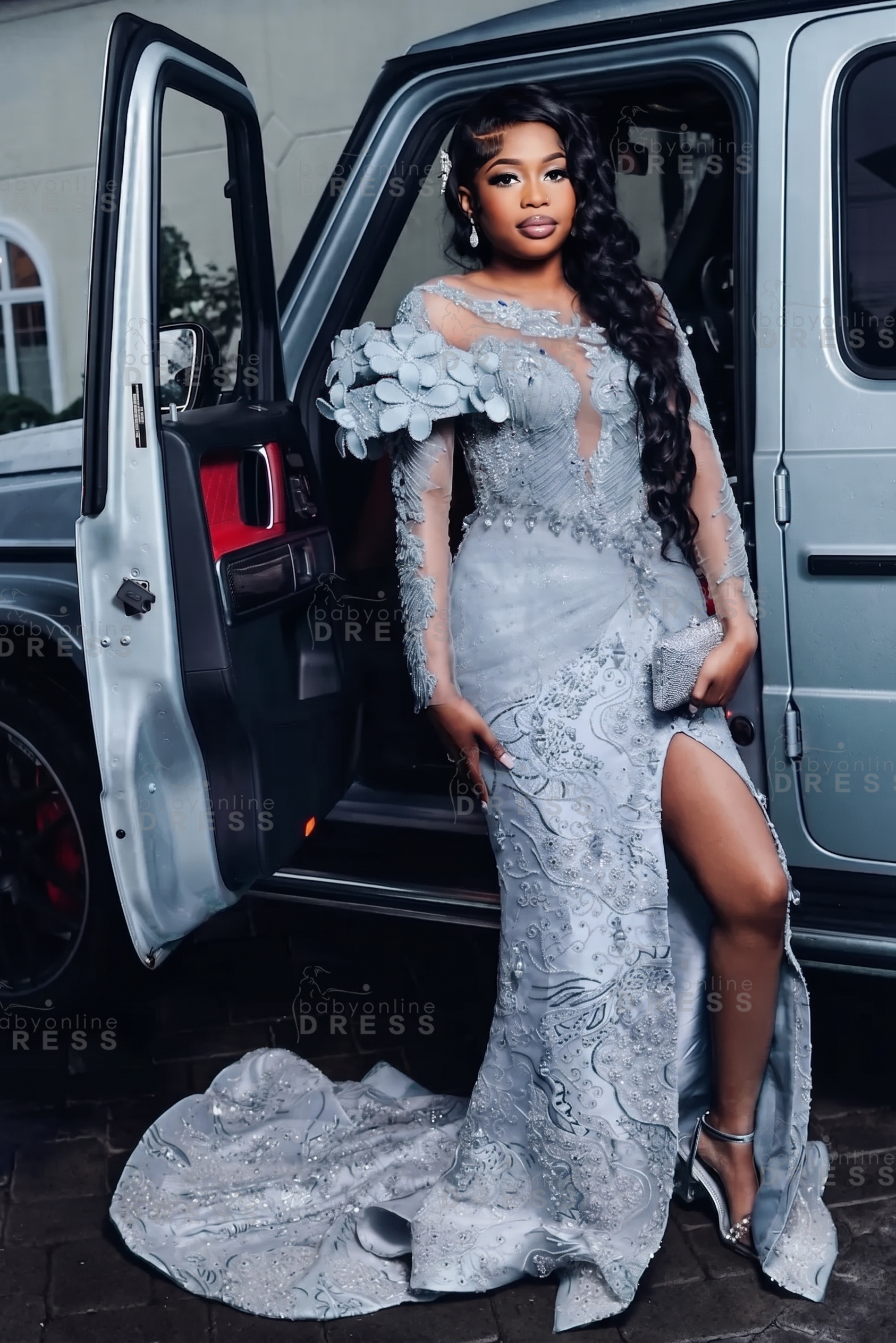 Luxury Long Sleeves Beadings Mermaid Prom Dress with Appliques