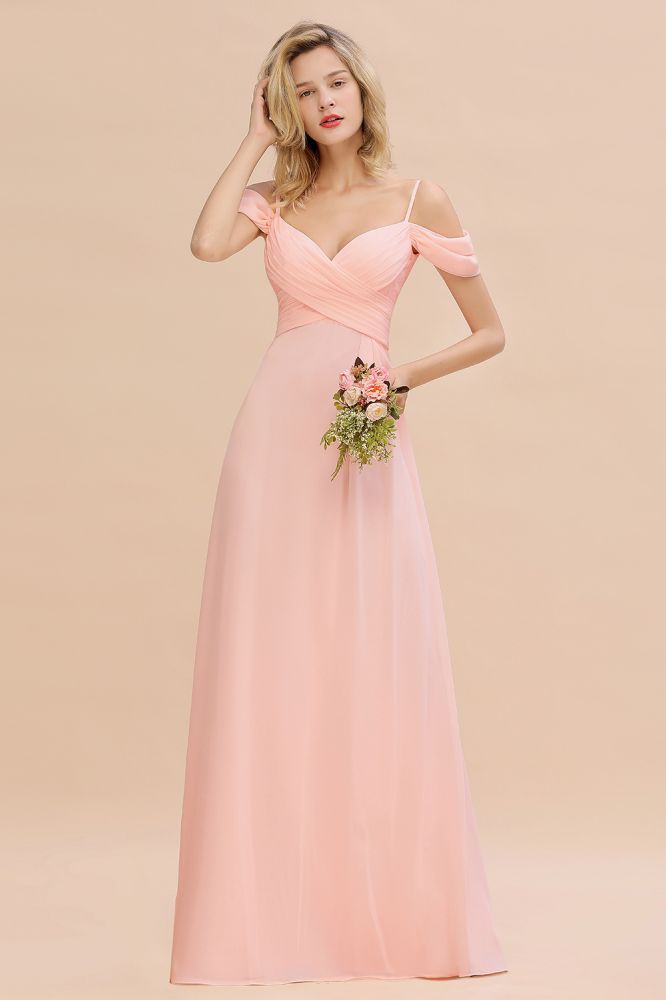 Spaghetti Straps Sweetheart Ruffles Bridesmaid Dress | Evening Dresses Online