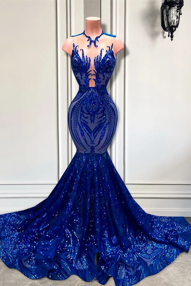 Royal Blue Sequin Mermaid Sequin Prom Dresses