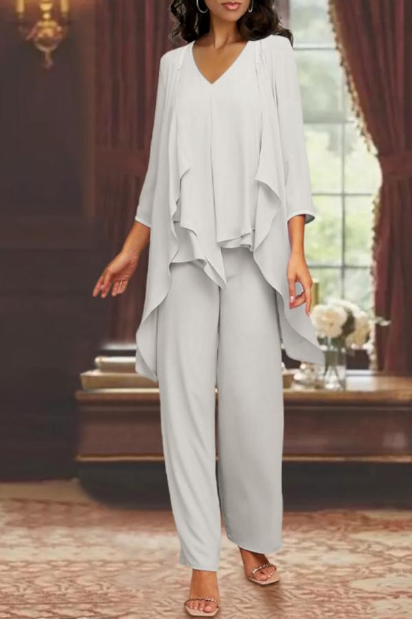 V-neck Long sleeves Chiffon Mother of the bride Dresses