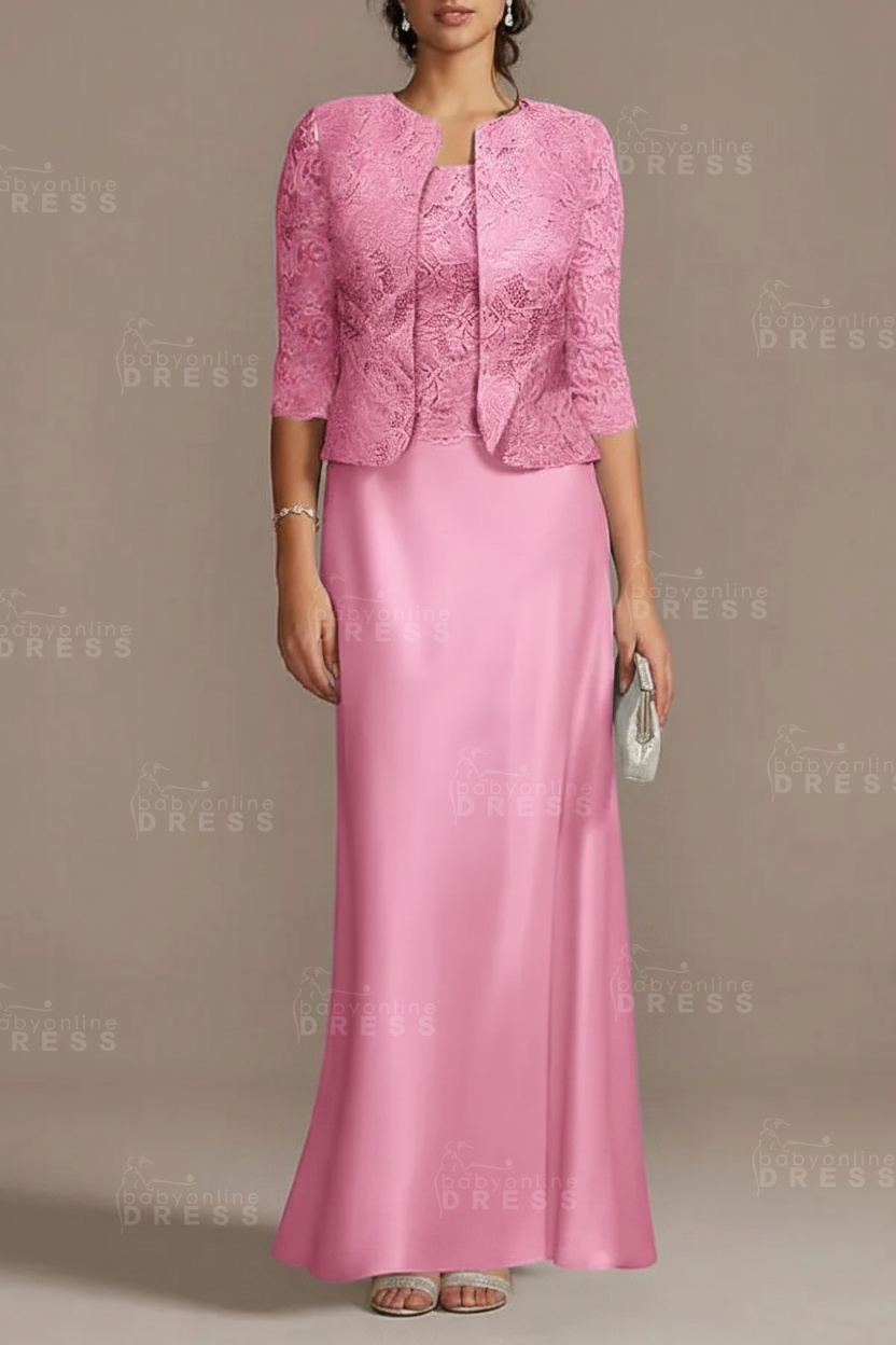 Long sleeves Sky blue Column Long Mother of the bride Dress