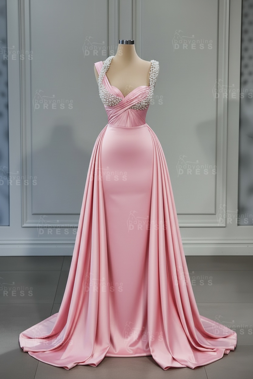 Sweetheart white mermaid prom dress with overskirt