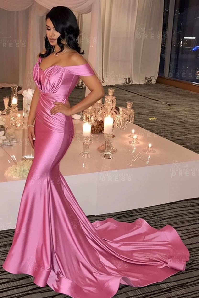 Off The Shoulder Champagne Gold Sexy Prom Dresses Mermaid Lates Popular Evening Gown