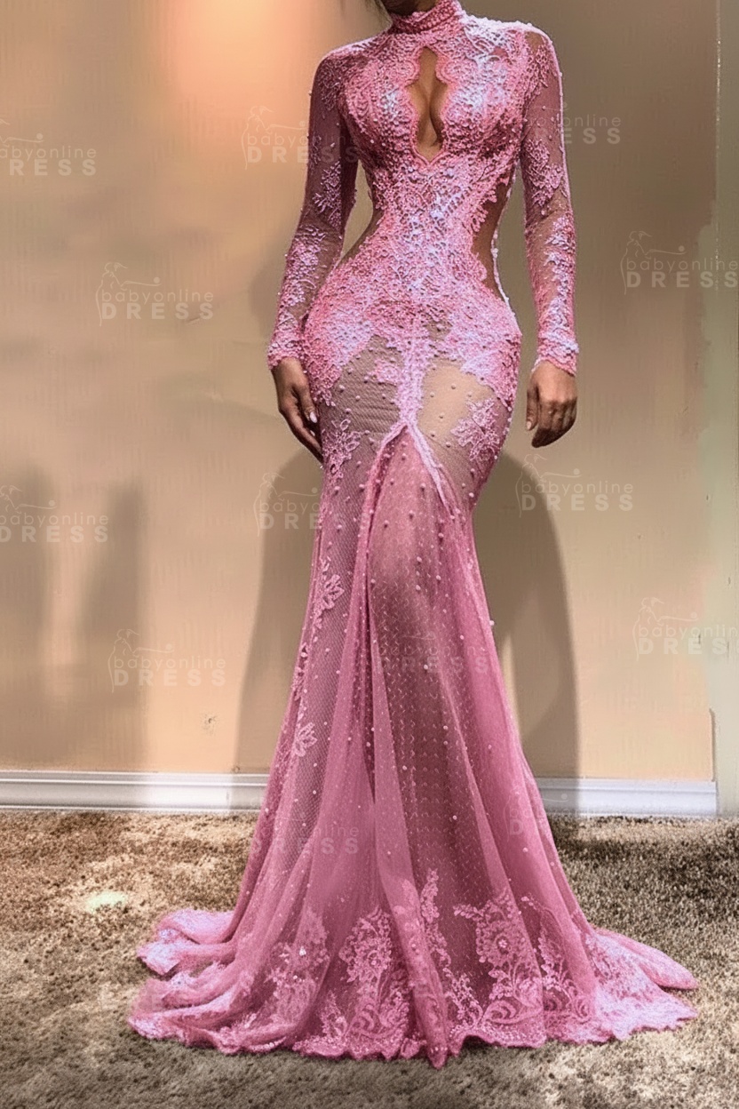 Gorgeous Long Sleeve Mermaid Evening Dress | Lace Formal Dress