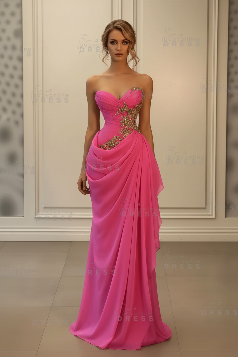Stunning Sweetheart Strapless Ruffles Bodycon Prom Dress with Appliques