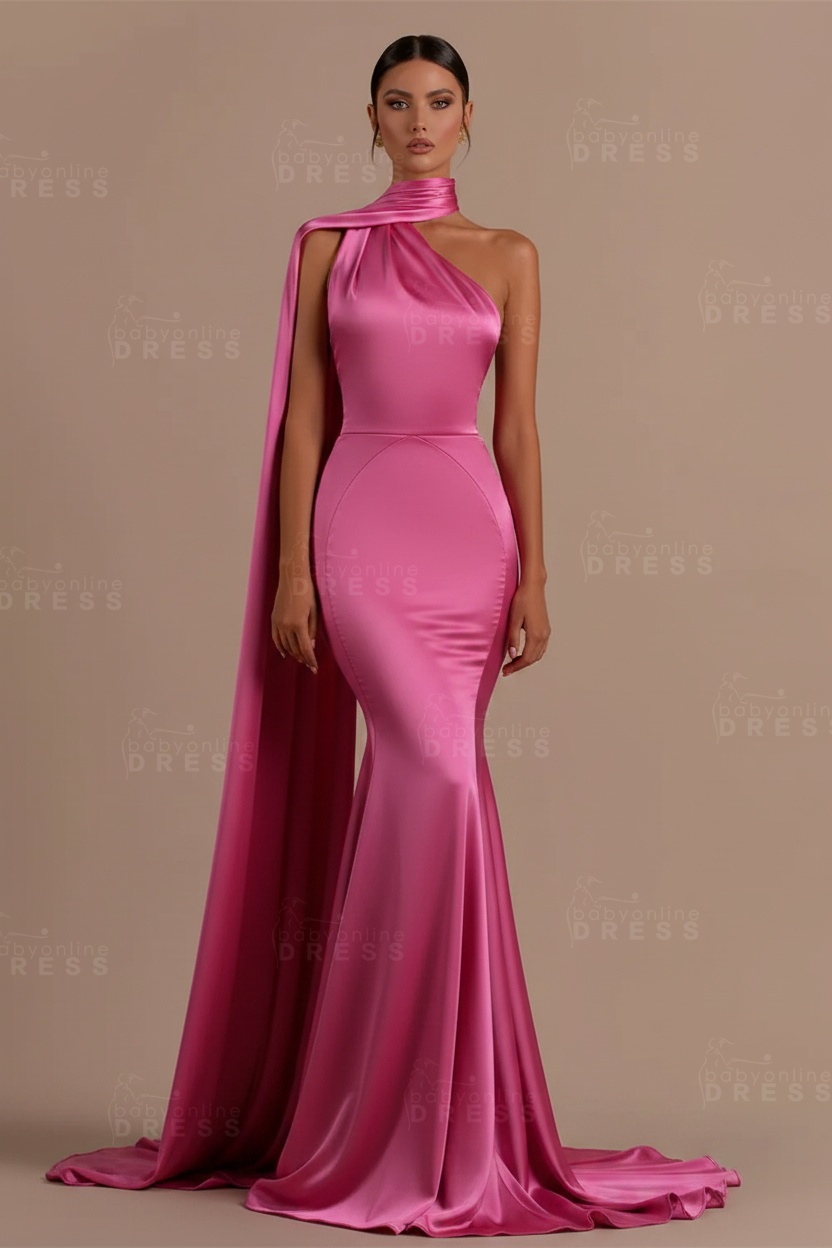 Black One shoulder Mermaid Long Sleeveless Prom Dresses