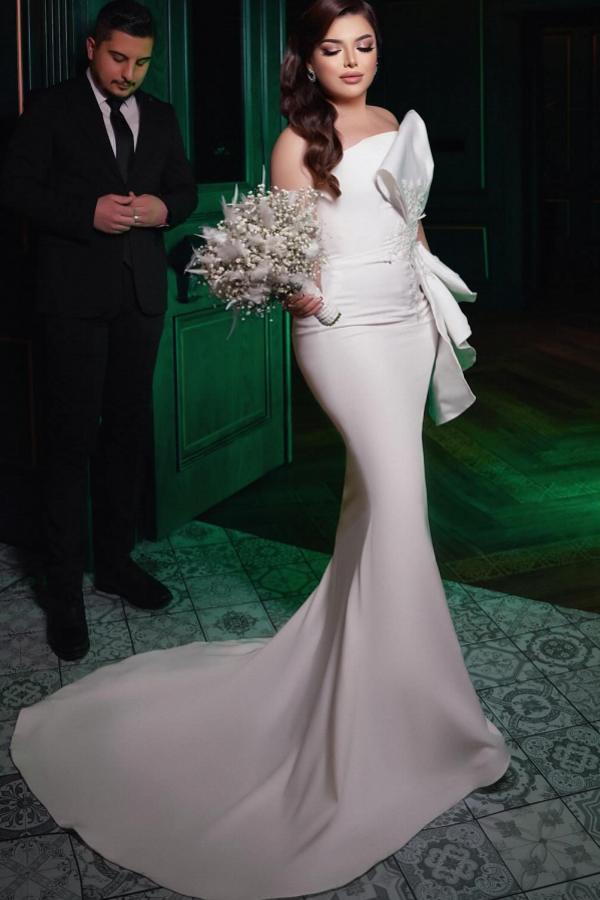 One shoulder Mermaid Court Train Wedding Dresses