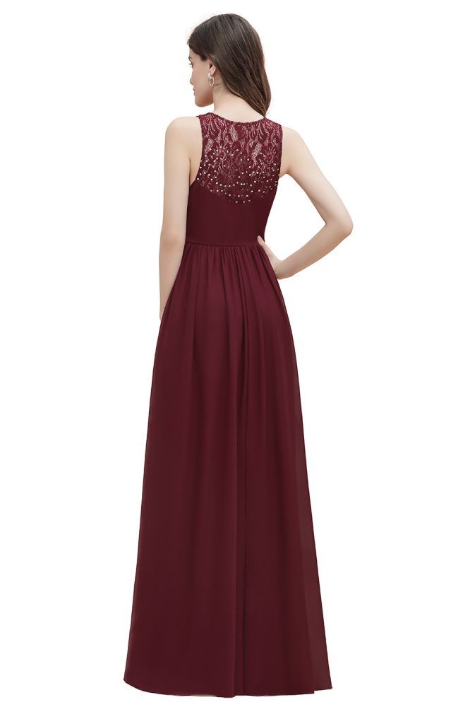 V-Neck A-line Chiffon Evening Maxi Dress Sleeveless Bridesmaid Wedding Guest Dress