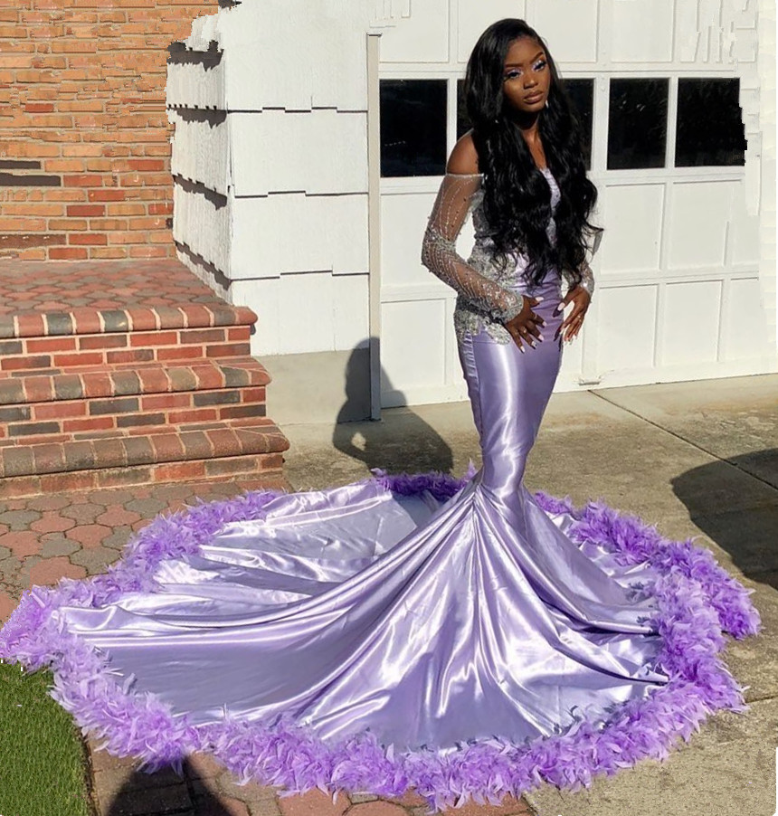 Mermaid Off-the-shoulder Long Sleeves Beading Appliques Court Train Prom Dresses