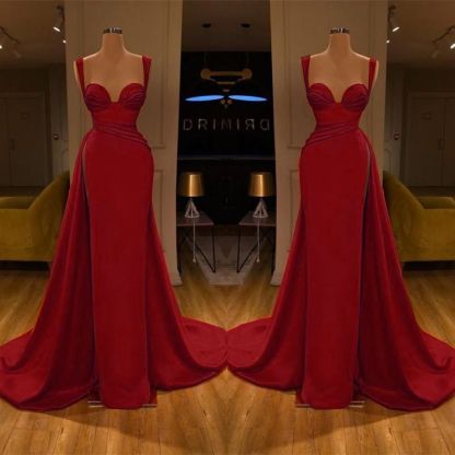 Sweetheart Burgundy Mermaid Overskirt Prom Dresses