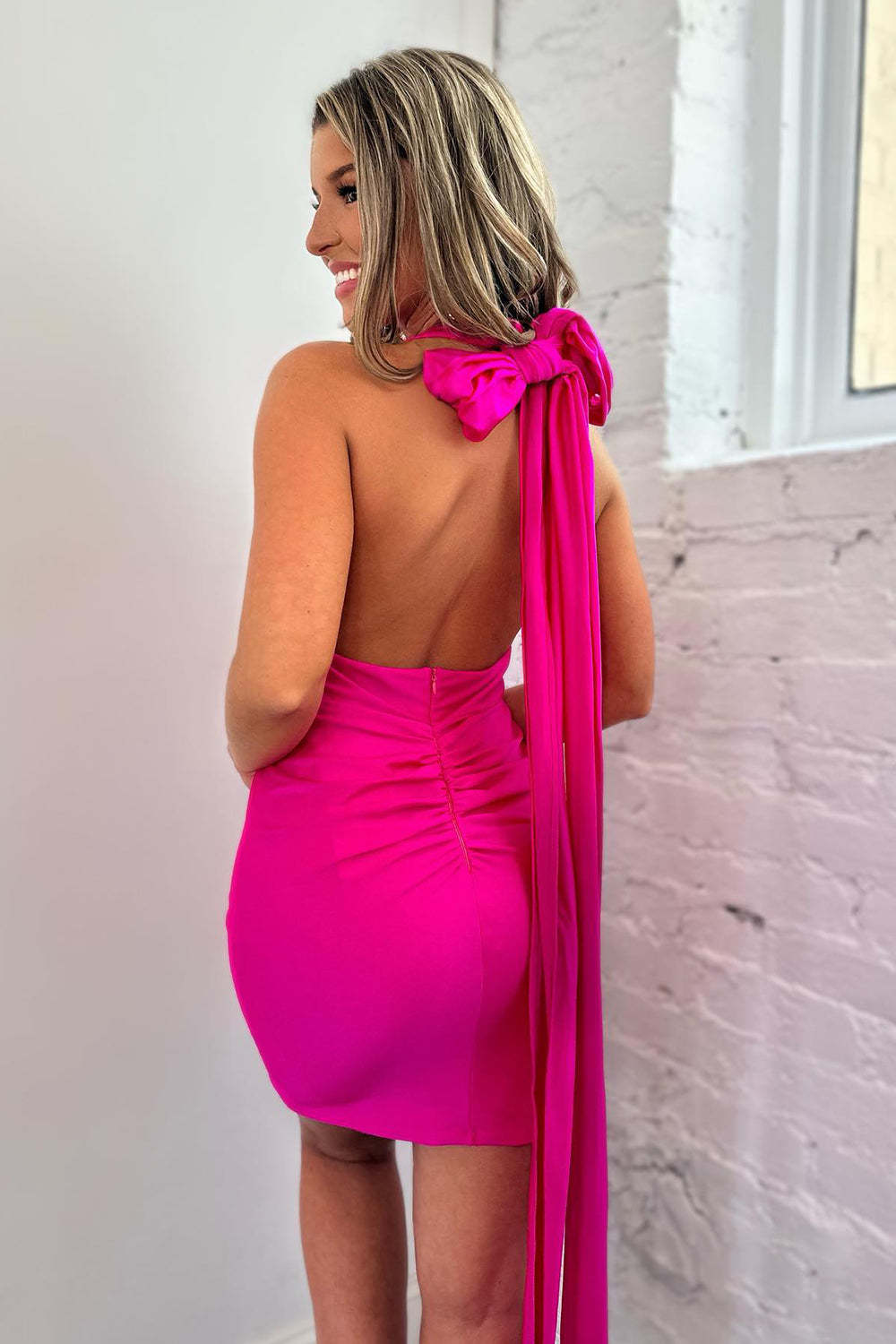 Simple Fuchsia Convertible Tight Short Homecoming Dress