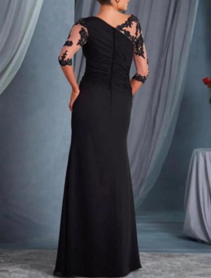 Elegant Black Half Sleeves Mother of the Bride Dress