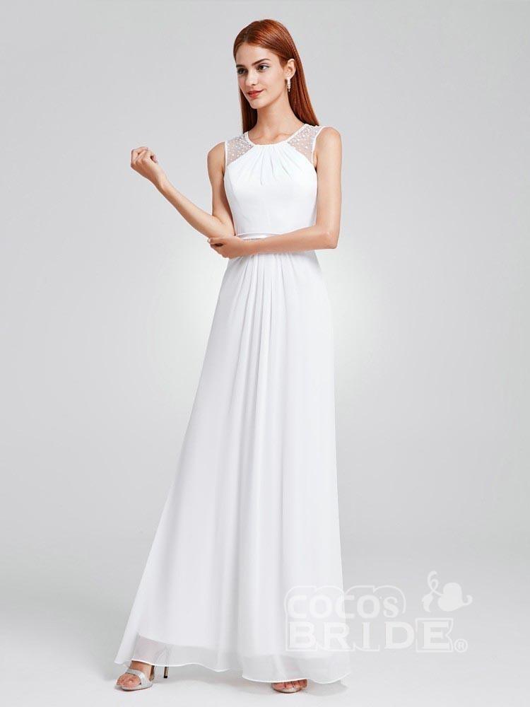 Halter White Simple Beach Wedding Dresses