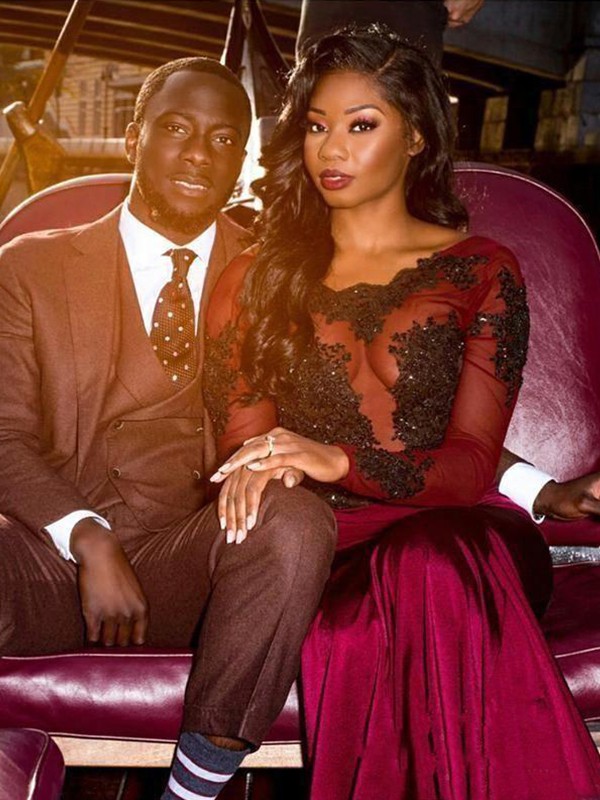 Glamorous Scoop Long Sleeves Appliques Tulle Mermaid Floor-Length Prom Dresses