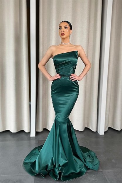 Dark Green Design Mermaid Long Prom Dresses