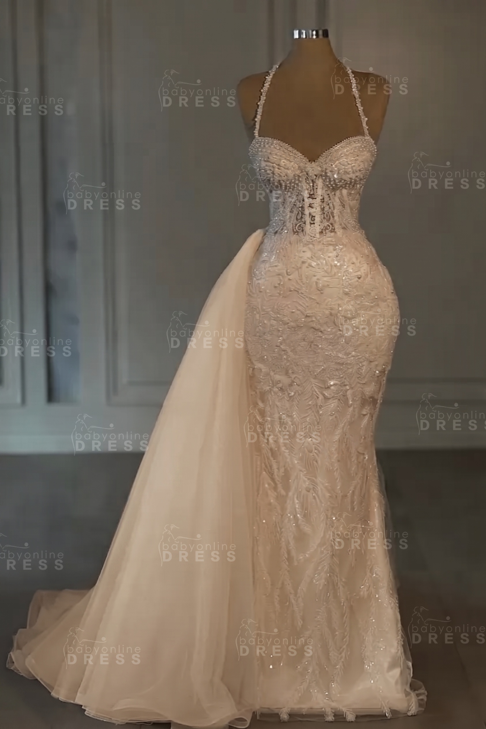 Halter Sweetheart Lace Column White Wedding Dresses with Glitter
