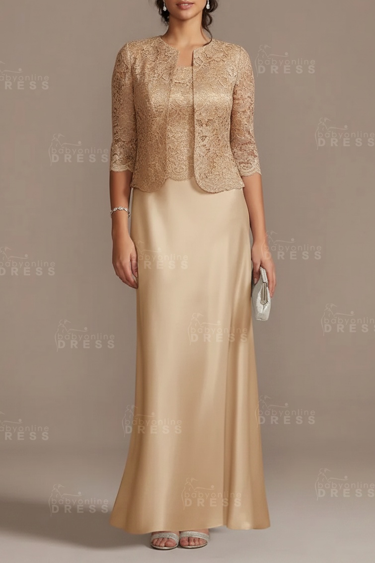 Long sleeves Sky blue Column Long Mother of the bride Dress
