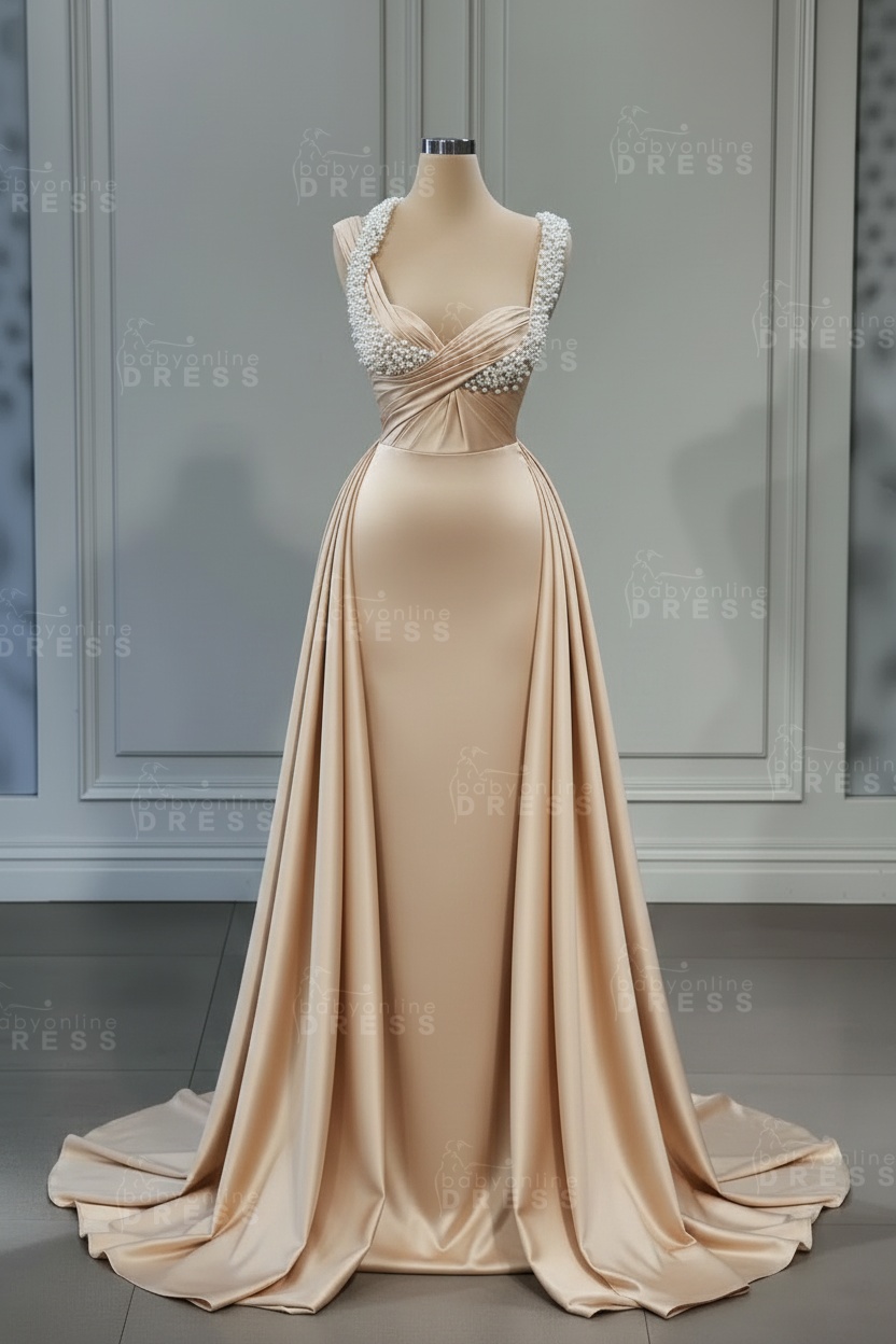 Sweetheart white mermaid prom dress with overskirt