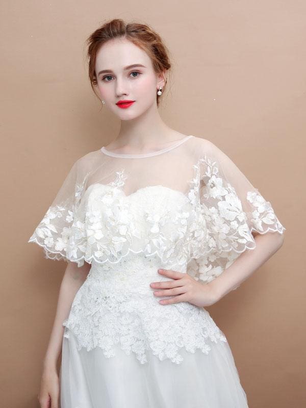 Champagne Embroidered  Flower Wedding Wraps | Babyonlinewholesale-Babyonlinewholesale