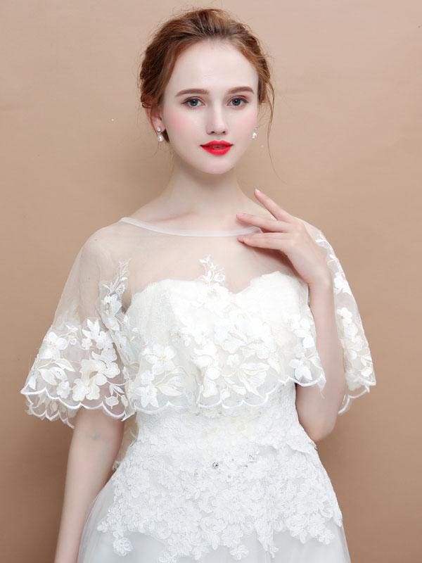 Champagne Embroidered  Flower Wedding Wraps | Babyonlinewholesale-Babyonlinewholesale