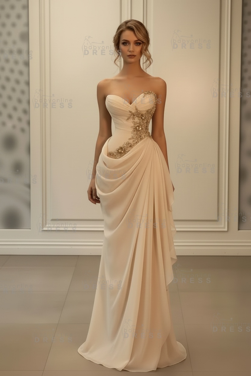Stunning Sweetheart Strapless Ruffles Bodycon Prom Dress with Appliques