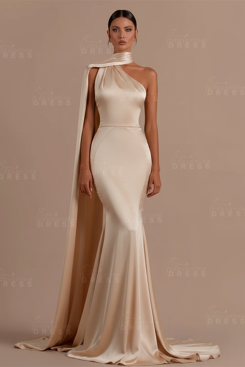 Black One shoulder Mermaid Long Sleeveless Prom Dresses