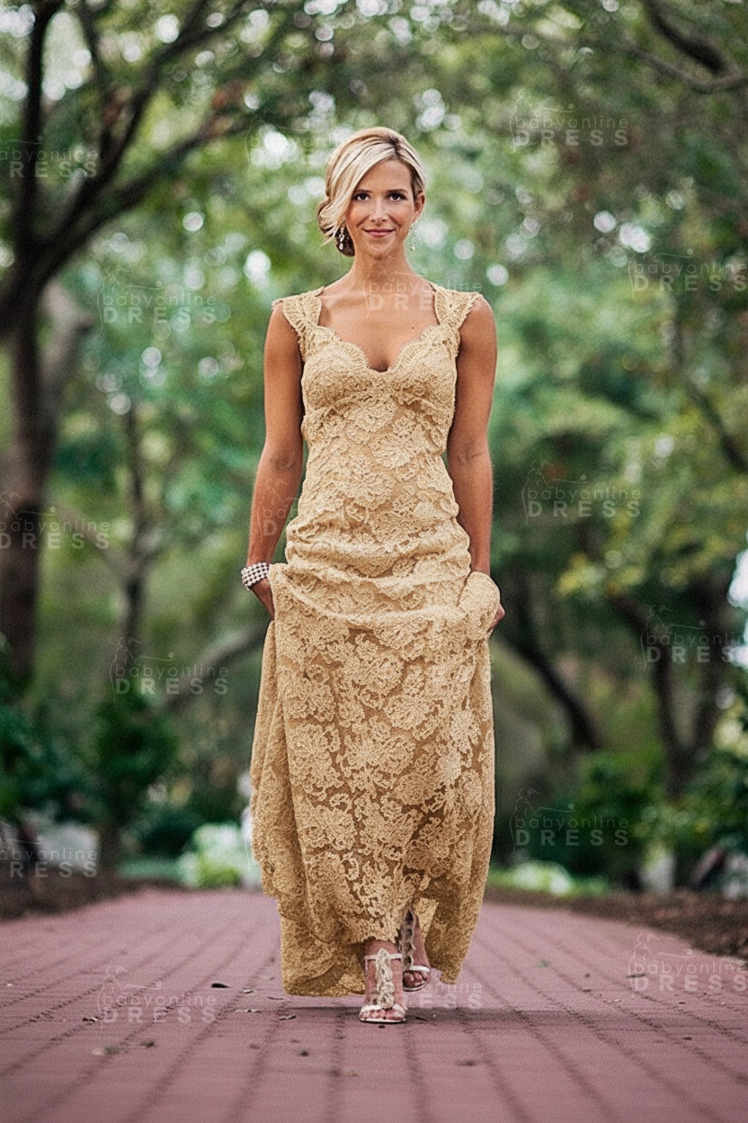 Elegant Full Lace Wedding Dress Open Back Sleeveless Summer Wedding Gowns