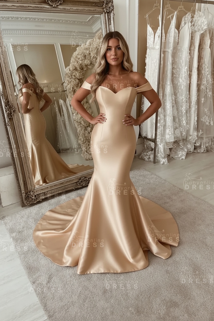 Off The Shoulder Mermaid Wedding Dresses | Chic Sleeveless Bridal Gowns Online