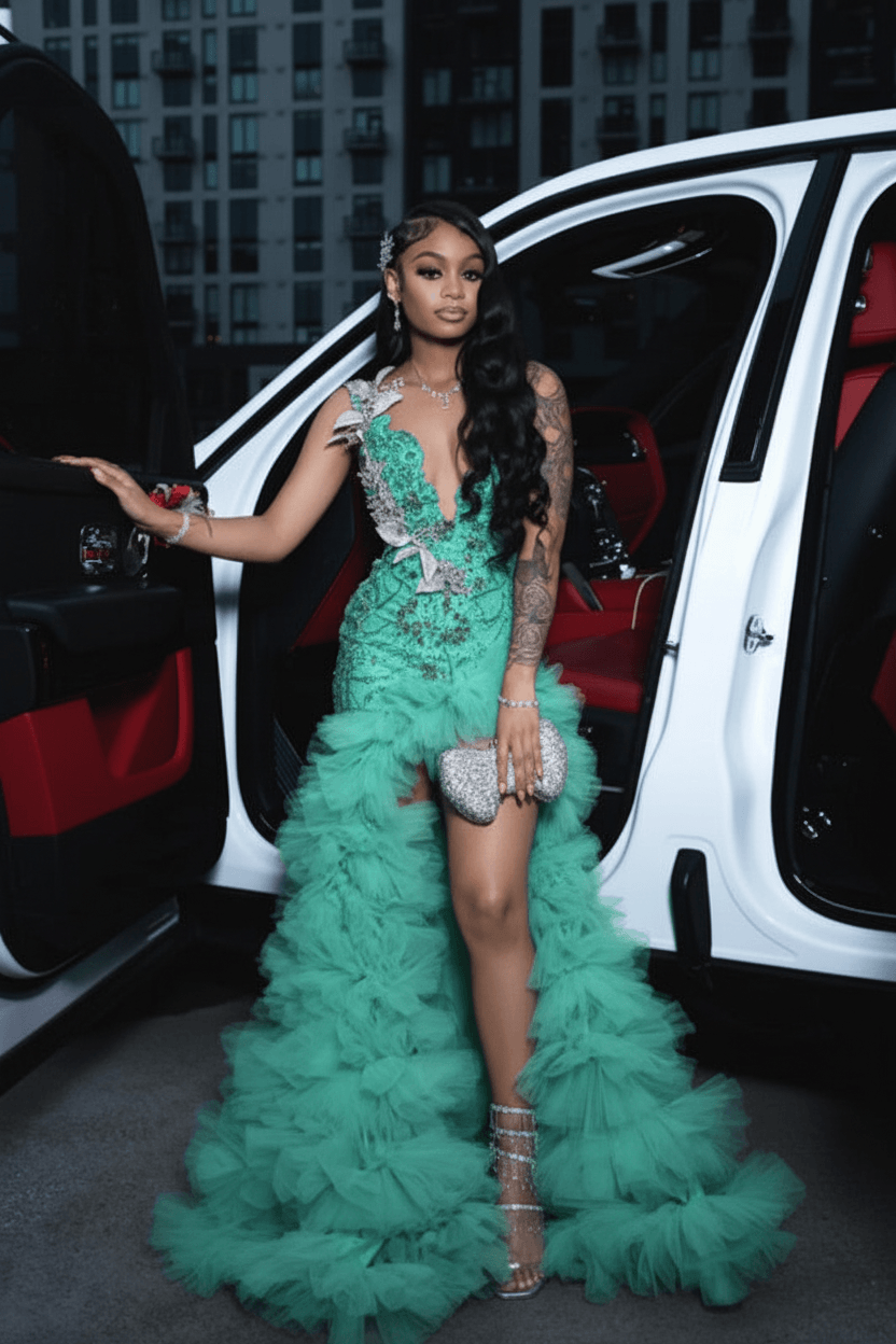 Stunning Red Mermaid Prom Dress with Beadings High Split Party Dress