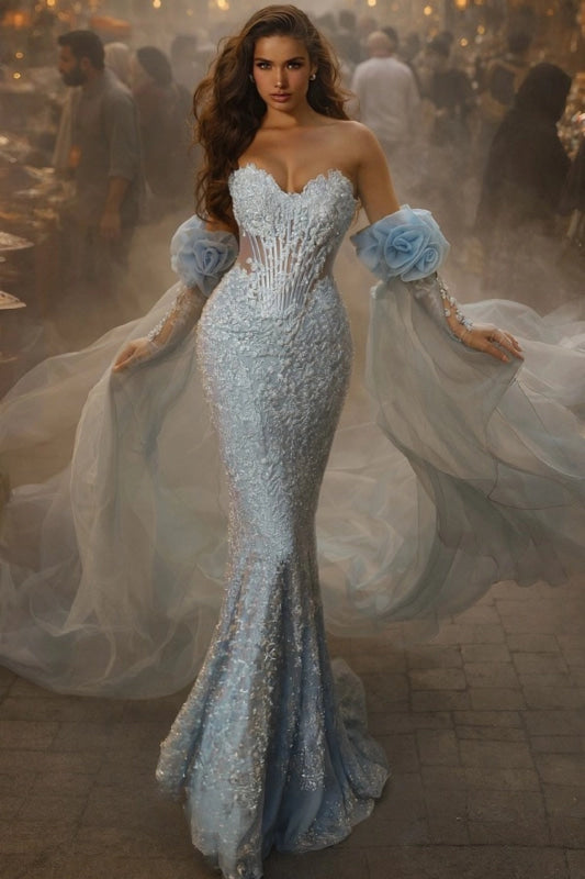 Charming Sweetheart Sequined Prom Dress Long with Lace - Prom Dress