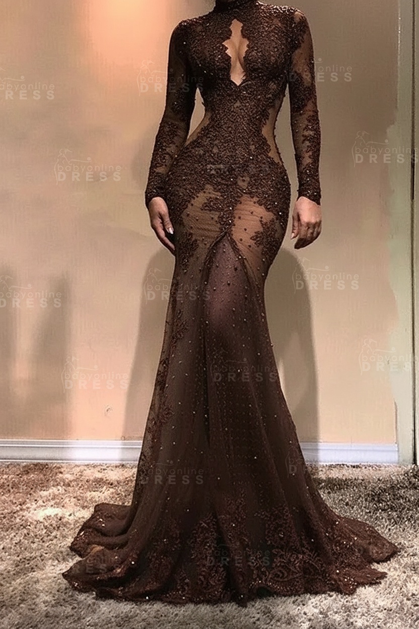 Gorgeous Long Sleeve Mermaid Evening Dress | Lace Formal Dress