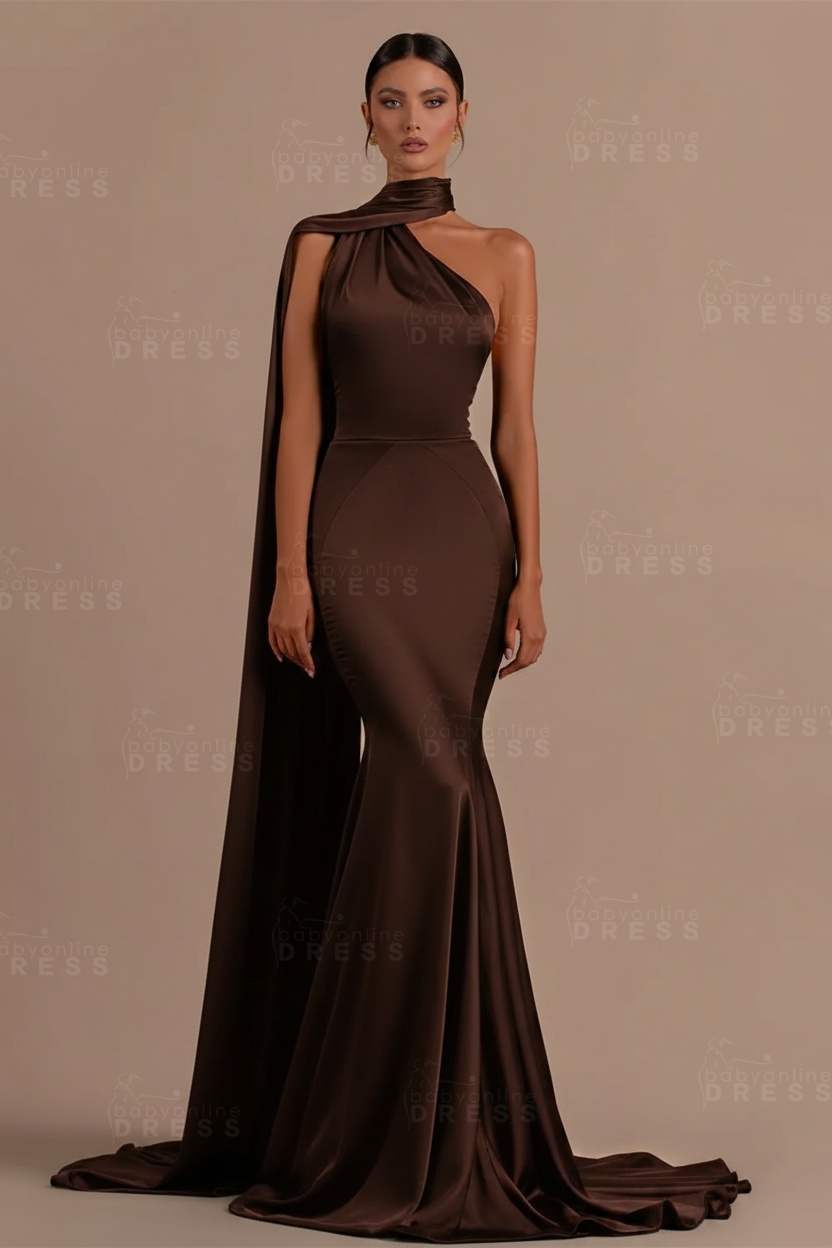 Black One shoulder Mermaid Long Sleeveless Prom Dresses