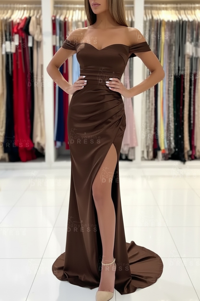 Simple Red Off Shoulder Sweetheart Mermaid Long Prom Dress