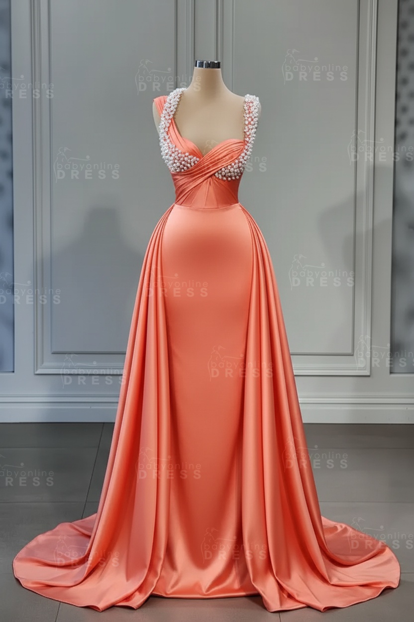 Sweetheart white mermaid prom dress with overskirt
