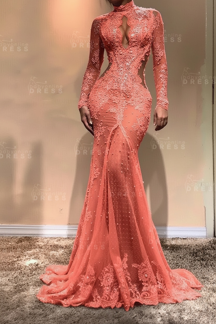 Gorgeous Long Sleeve Mermaid Evening Dress | Lace Formal Dress