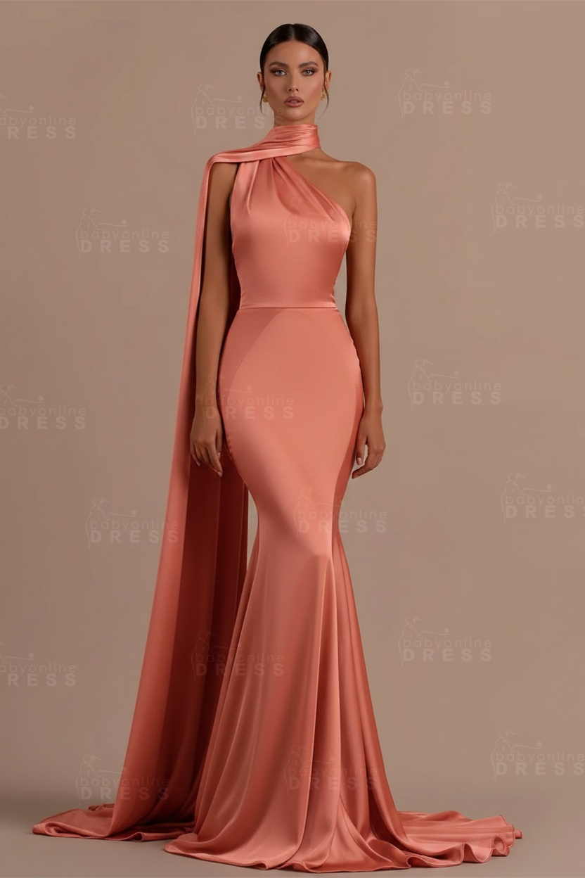 Black One shoulder Mermaid Long Sleeveless Prom Dresses