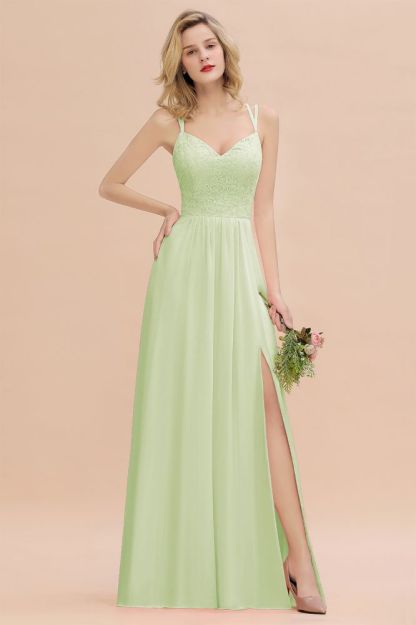 Sweetheart Aline Lace Party Dress Sleeveless Bridesmaid Dress with Side Slit