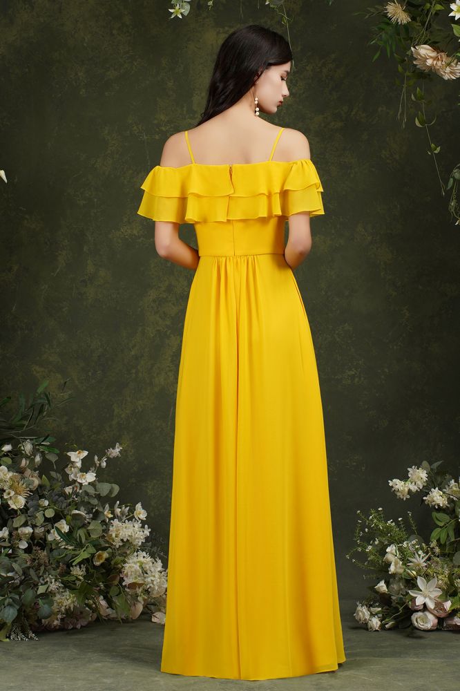 Spaghetti Strapes Off-the-shoulder Split Front Tulle Prom Dress