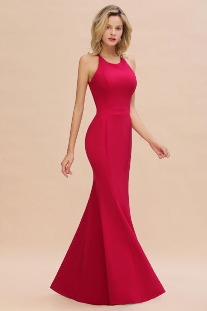 Sexy Halter Mermaid Evening Maxi Gown Side Slit Party Dress