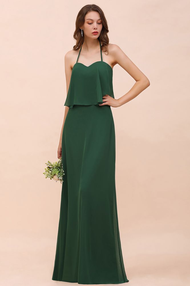 green Chiffon Bridesmaid Dress Casual Evening Party Dress