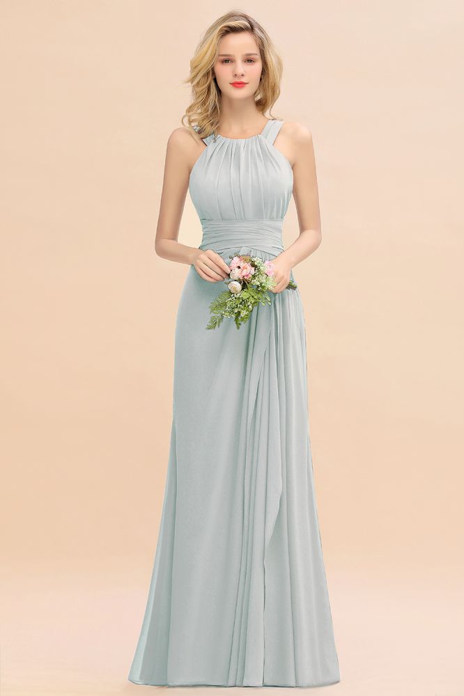 Halter Chiffon Mermaid Bridesmaid Dress Sleeveless Wedding Party Dress