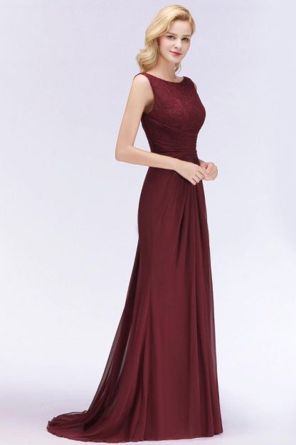 Crew Neck Mermaid Chiffon Mermaid Evening Dress Sleeveless Floral Lace Floor Length Party Dress