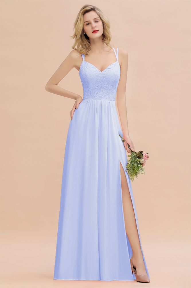 Sweetheart Aline Lace Party Dress Sleeveless Bridesmaid Dress with Side Slit