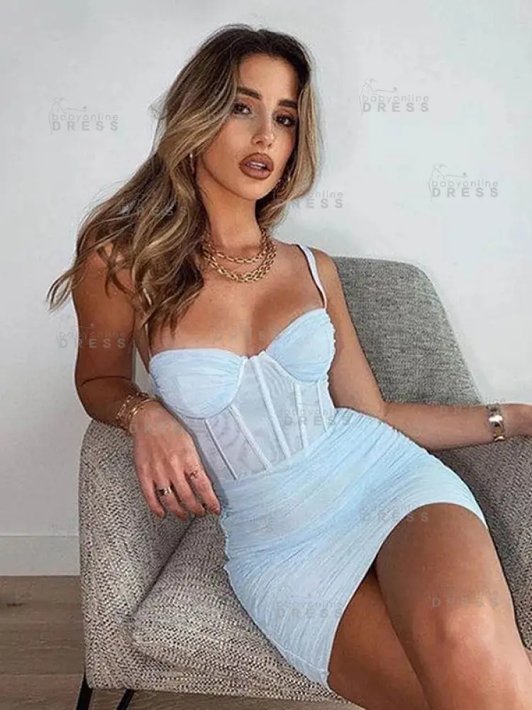 Sheath/Column Short Homecoming Dresses with Spaghetti Straps Chiffon Ruched