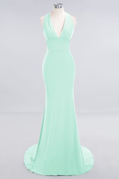 Elegant Mermaid Halter Pool Bridesmaid Dress Online