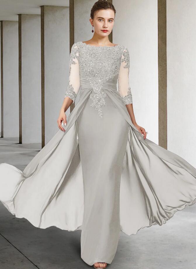Elegant Mermaid Mother of the Bride Dress with Lace Appliques