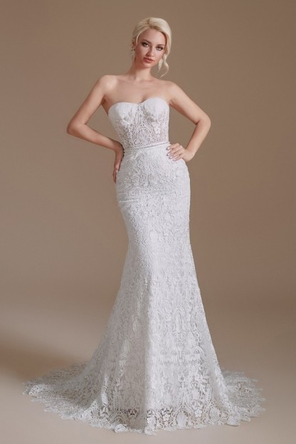 Romantic Off-the-Shoulder Sweetheart Mermaid Bridal Dress Floral lace Wedding Dress