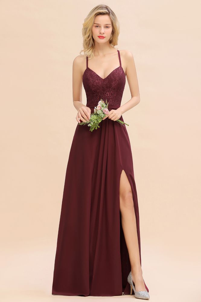 Lace Spaghetti Straps A-Line Bridesmaid Dresses Online