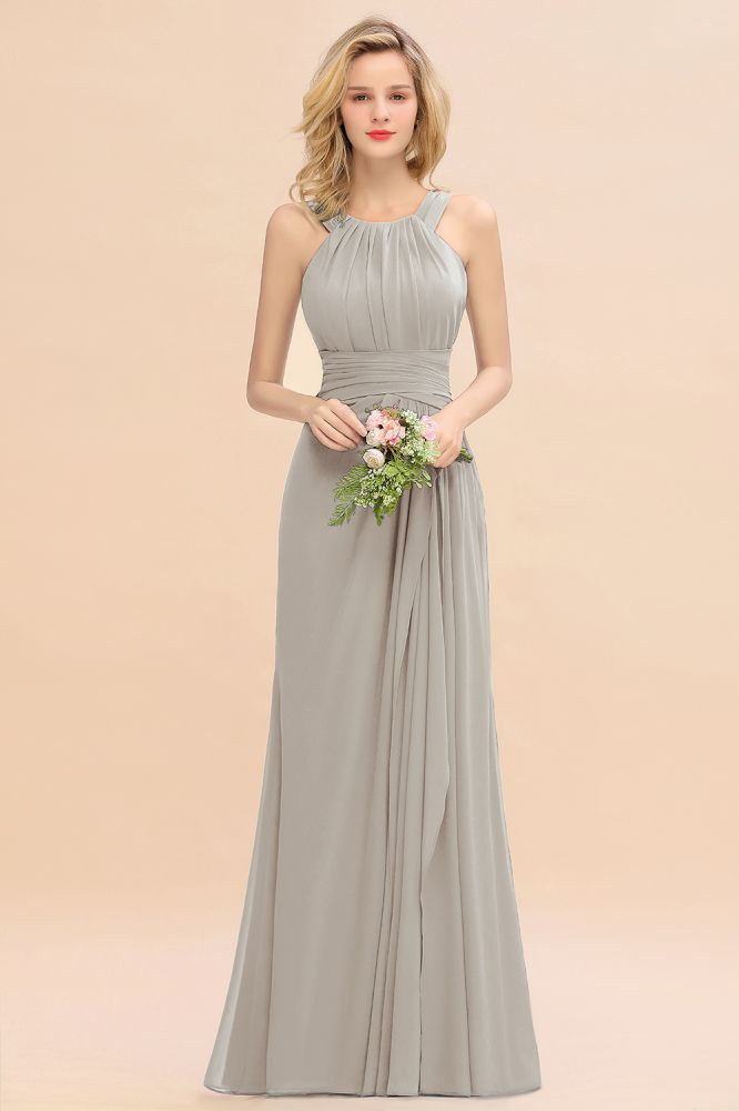 Halter Chiffon Mermaid Bridesmaid Dress Sleeveless Wedding Party Dress